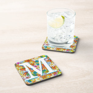 Personalised Monogram or Name Floral Pattern Coaster