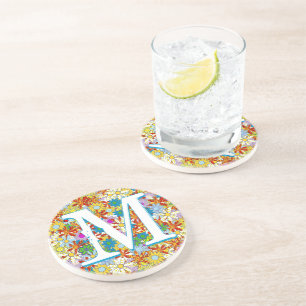 Personalised Monogram or Name Floral Pattern Coaster