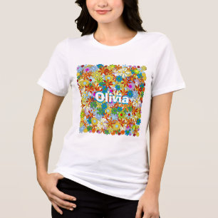 Personalised Monogram or Name Floral Pattern Tri-Blend Shirt