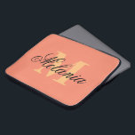 Personalised monogram orange colour laptop sleeve<br><div class="desc">Personalised monogram orange colour laptop sleeve. Elegant typography design with monogrammed initial letter. Custom 15 inch cover. Luxury computer accessories for him or her.</div>