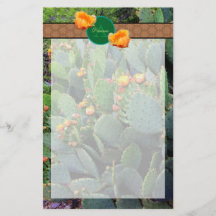 Personalised Monogram Orange Prickly Pear Cactus 2 Stationery
