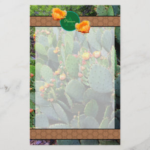 Personalised Monogram Orange Prickly Pear Cactus 2 Stationery
