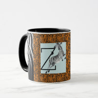 Personalised Monogram orange Zebra Stripes pattern