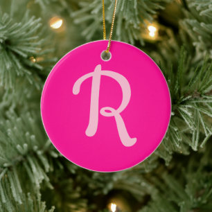 Personalised Monogram Pastel and Hot Pink Ceramic Ornament