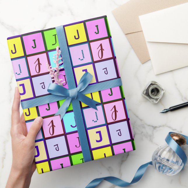 Personalised Monogram Pastel Colours for Birthday Wrapping Paper (Gifting)