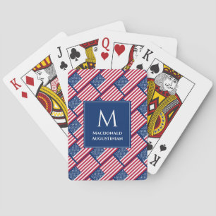 Personalised Monogram Patriotic USA AMERICA FLAG Playing Cards