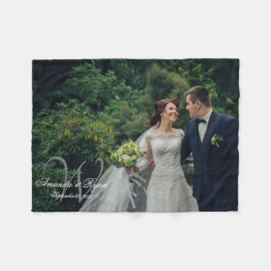 Personalised Monogram Photo Newlywed Keepsake Fleece Blanket