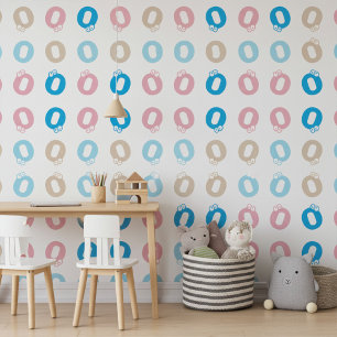 Personalised Monogram Pink Blue Kids Lettering Wallpaper