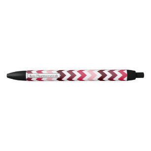 Personalised Monogram Pink Chevron ZigZag Pattern Black Ink Pen