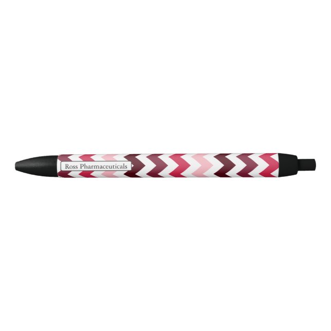 Personalised Monogram Pink Chevron ZigZag Pattern Black Ink Pen (Front)
