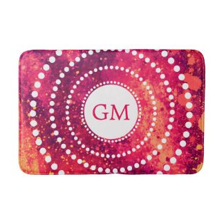Personalised Monogram Pink Paint Splatter Dot Art Bath Mat