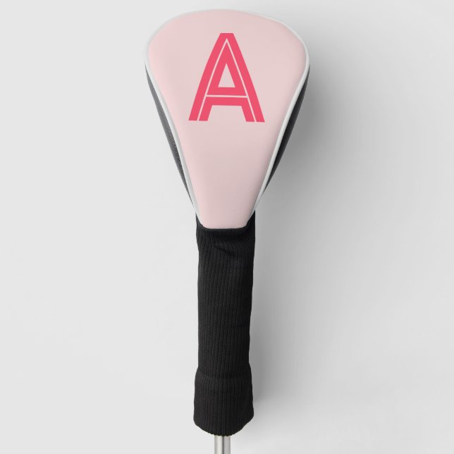 Personalised Monogram Pink Red Golf Head Cover (Front)