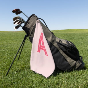 Personalised Monogram Pink Red Golf Towel