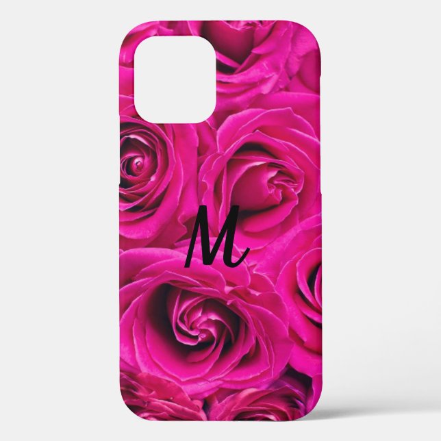 Personalised Monogram Pink Roses Case-Mate iPhone  Case (Back)