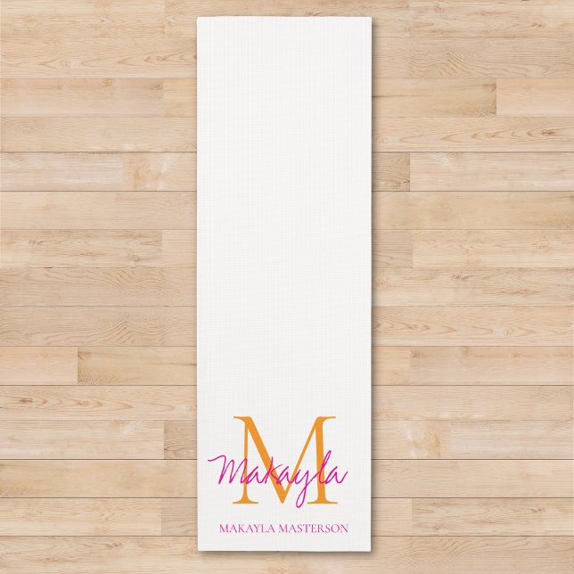 Personalised Monogram Pink Script Name  Yoga Mat (Creator Uploaded)