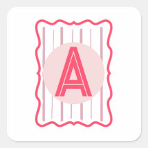 Personalised Monogram Pink Wavy Border