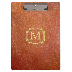Personalised Monogram Plastic Faux Leather Clipboard
