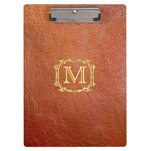 Personalised Monogram Plastic Faux Leather Clipboard (Front)