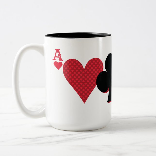 Personalised Monogram Playing Card Bridge & Poker Two-Tone Coffee Mug (Left)
