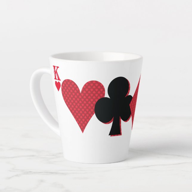 Personalised Monogram Playing Cards Bridge & Poker Latte Mug (Left Angle)