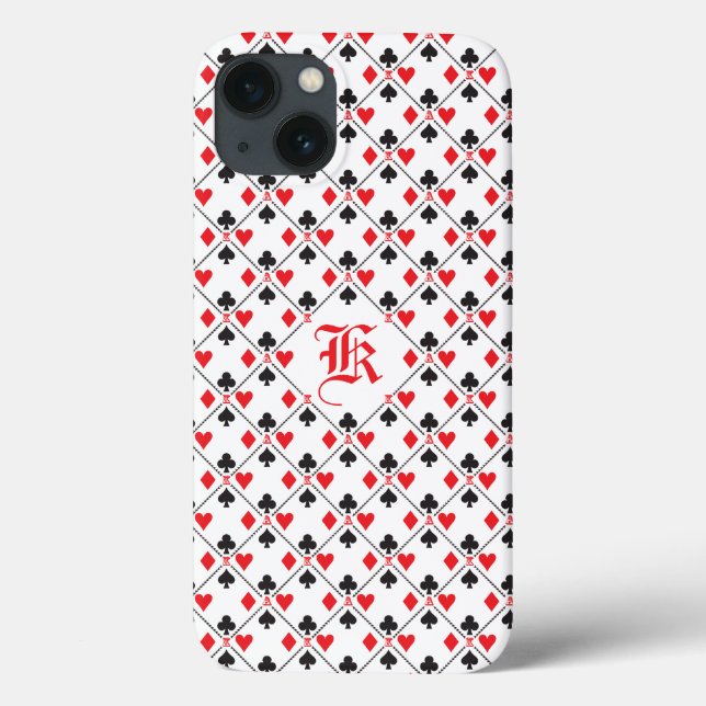 Personalised Monogram Poker Playing Card Suit Case-Mate iPhone Case (Back)