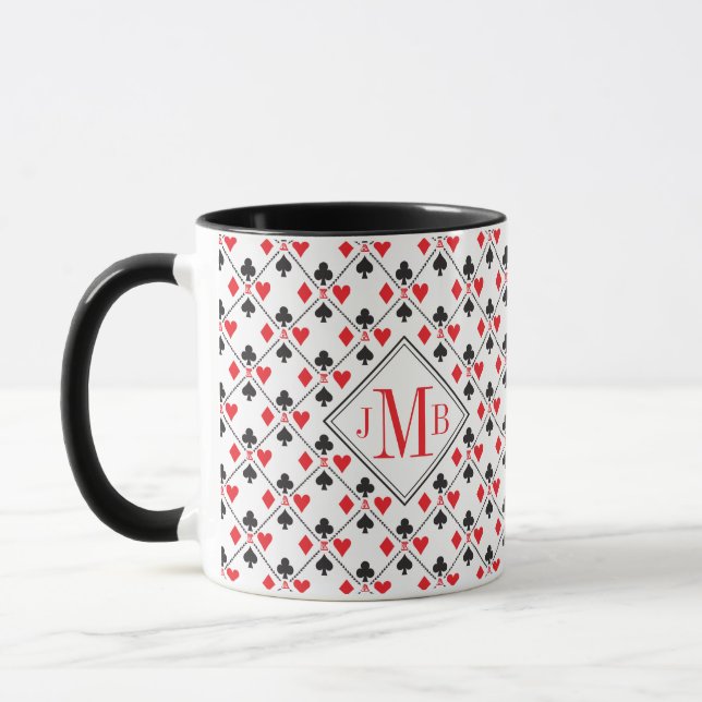 Personalised Monogram Poker Playing Card Suit Mug (Left)