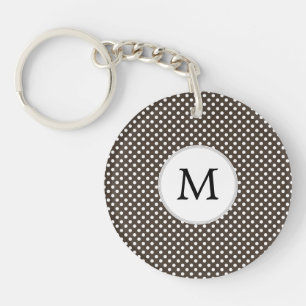 Personalised Monogram Polka Dots Pattern in Brown Key Ring