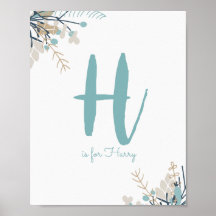 Personalised monogram print for nursery