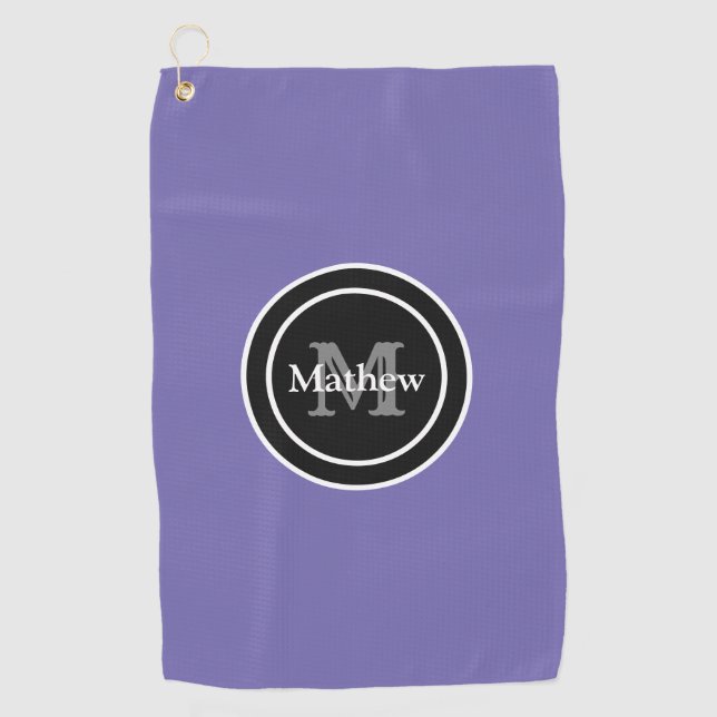 Personalised Monogram Purple Golf Towel (Front)
