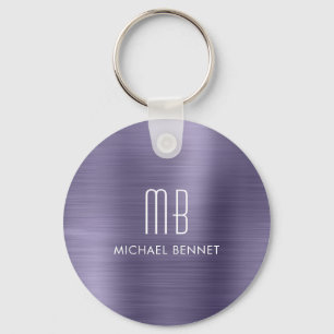 Personalised Monogram Purple  Key Ring