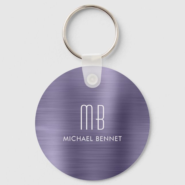 Personalised Monogram Purple  Key Ring (Front)