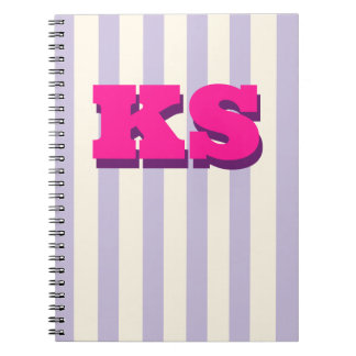 Personalised Monogram Purple Stripe Custom Initial Notebook