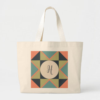 Personalised Monogram Quilt Block Large Tote Bag