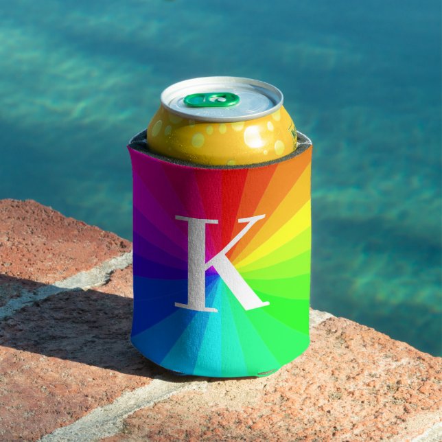 Personalised Monogram Rainbow LGBT Pride Gift  Can Cooler (In Situ Pool)