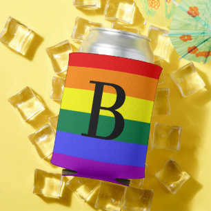 Personalised Monogram Rainbow LGBT Pride Gift  Can Cooler