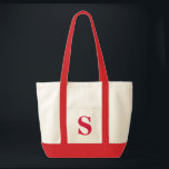Personalised Monogram RED   NATURAL TOTE<br><div class="desc">Personalised Monogram RED   NATURAL TOTE.  Custom create your own bag!</div>