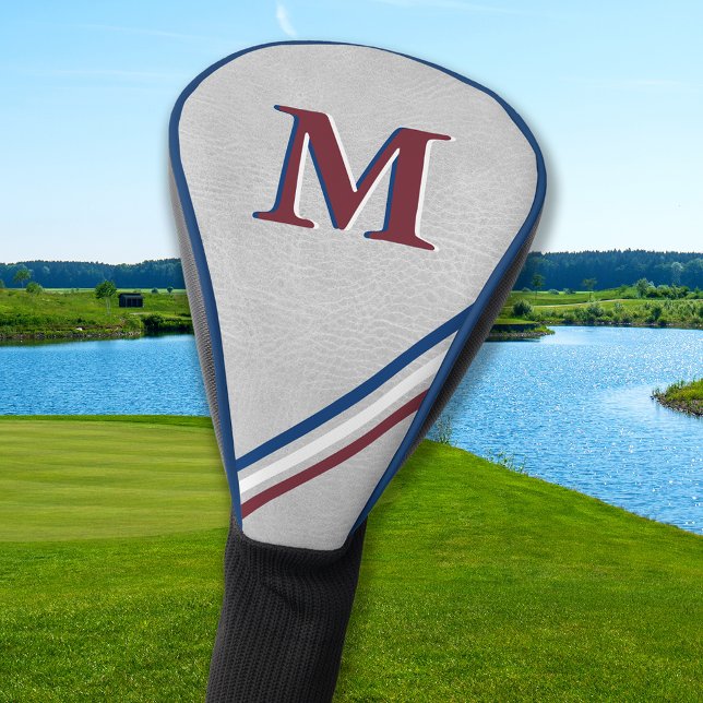 Personalised Monogram Red White Blue Stripes Golf Head Cover (Creator Uploaded)