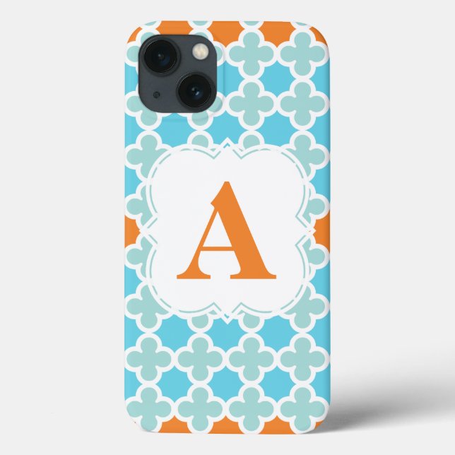 Personalised Monogram Retro Quatrefoil Pattern Case-Mate iPhone Case (Back)