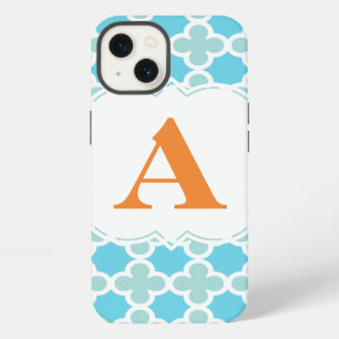 Personalised Monogram Retro Quatrefoil Pattern iPhone Case
