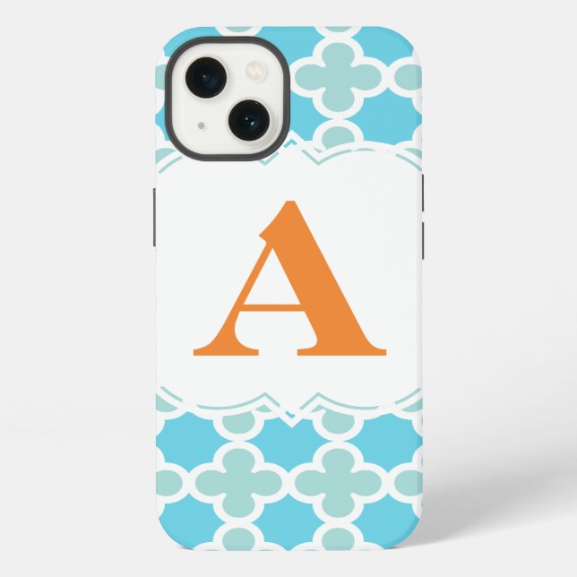 Personalised Monogram Retro Quatrefoil Pattern iPhone Case (Back)