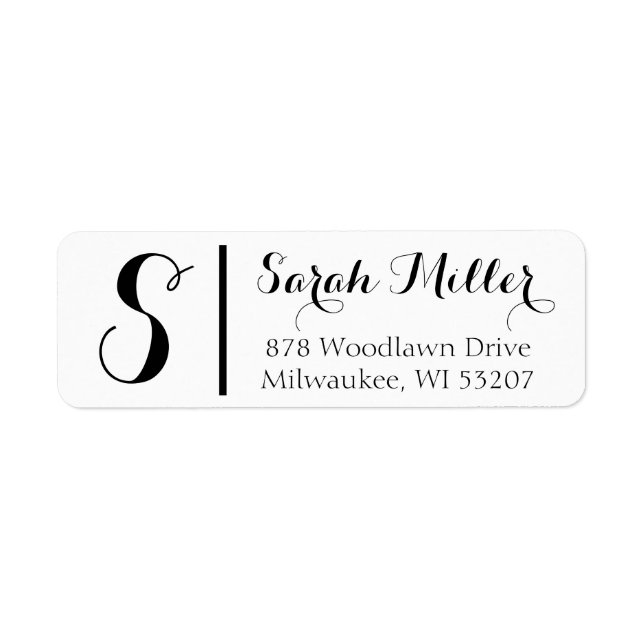 Personalised Monogram  Return Address Label (Front)