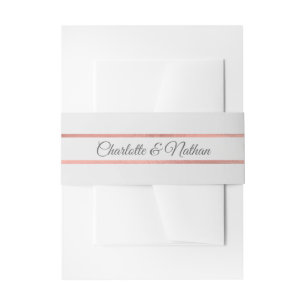 Personalised Monogram Rose Gold Foil Grey Wedding Invitation Belly Band