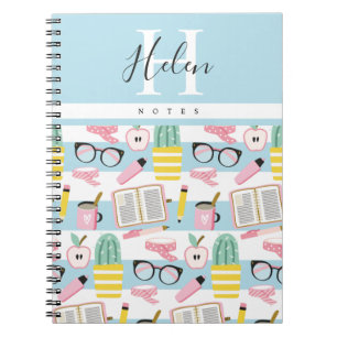 Personalised Monogram School Girl Cheerful Noteboo Notebook