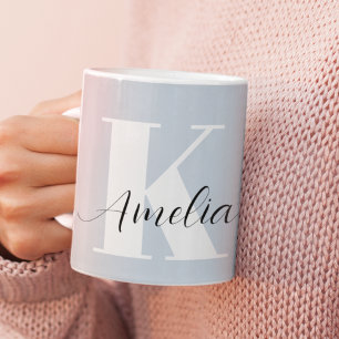 Personalised Monogram Script Blue Coffee Mug