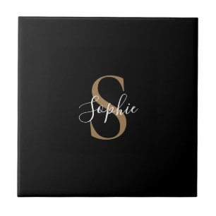 Personalised Monogram Script Elegant Customised  Ceramic Tile