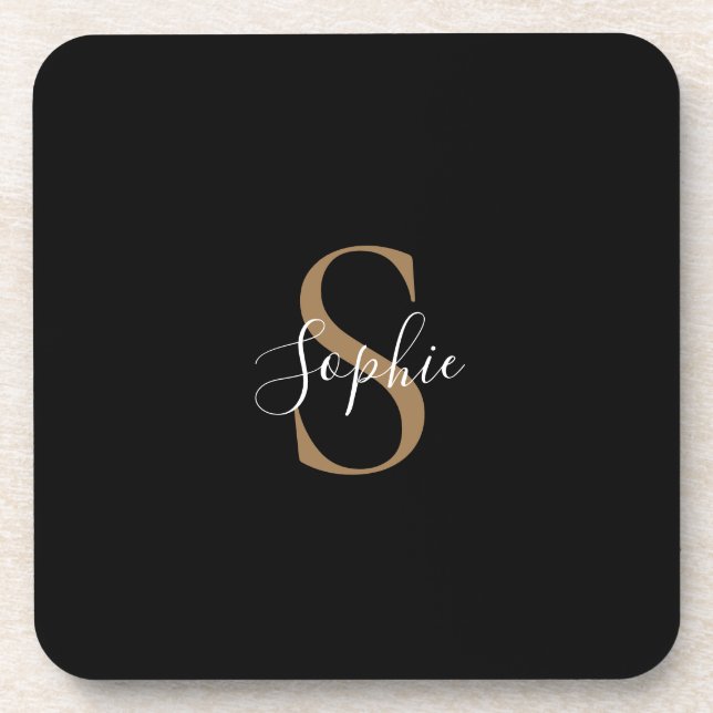 Personalised Monogram Script Elegant Customised  Coaster (Front)