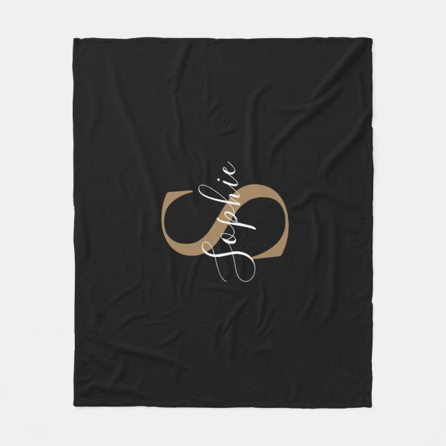 Personalised Monogram Script Elegant Customised  Fleece Blanket (Front)