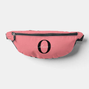 Personalised Monogram Script Name Black White Pink Bum Bags