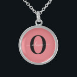 Personalised Monogram Script Name Black White Pink Sterling Silver Necklace<br><div class="desc">This elegant monogram and stylish script name design can be given as a gift for a birthday, wedding, bridal shower, anniversary, Mother's Day or any occasion. It can be personalised with the person's initial and name. You can change the font, font colour, font size and background colour using the Design...</div>
