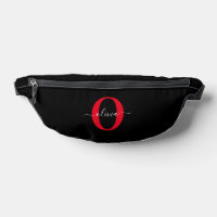 Personalised Monogram Script Name Black White Red